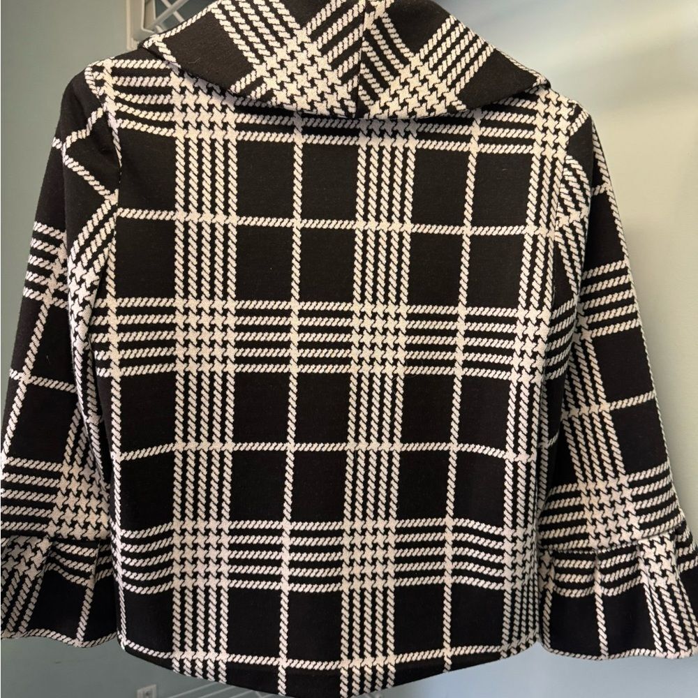 Grace Women’s Window Pane Blazer SZ 4 – Black & White, Bell Sleeves - Picture 2 of 5